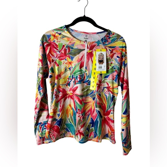 Hurley Size Small Women’s Long Sleeve Rash Guard Swim Shirt UPF 50 SM - Picture 1 of 7
